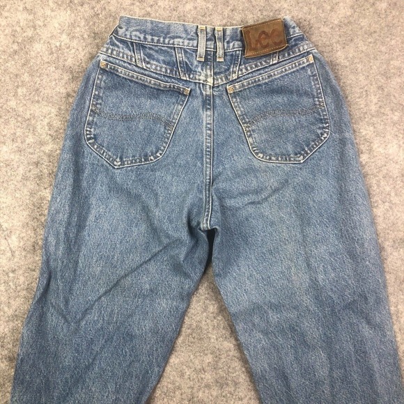 Vintage Lee Jeans Womens 9 Medium Blue High Waist 80s 90s USA Made Mom Denim - Picture 10 of 11